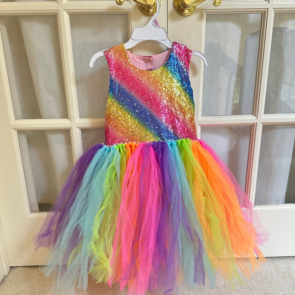 Rainbow Sequin Kids Costume Dress 8T